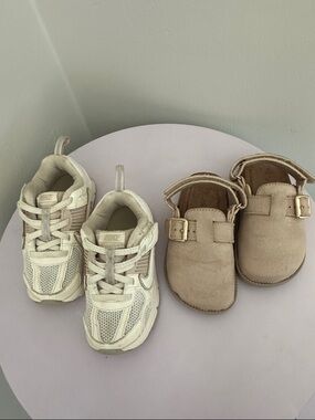 Kids Neutral Beige/Tan Sneakers and Sandal bundle